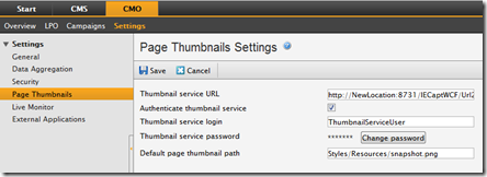 CMO Settings: Thumbnail service URL